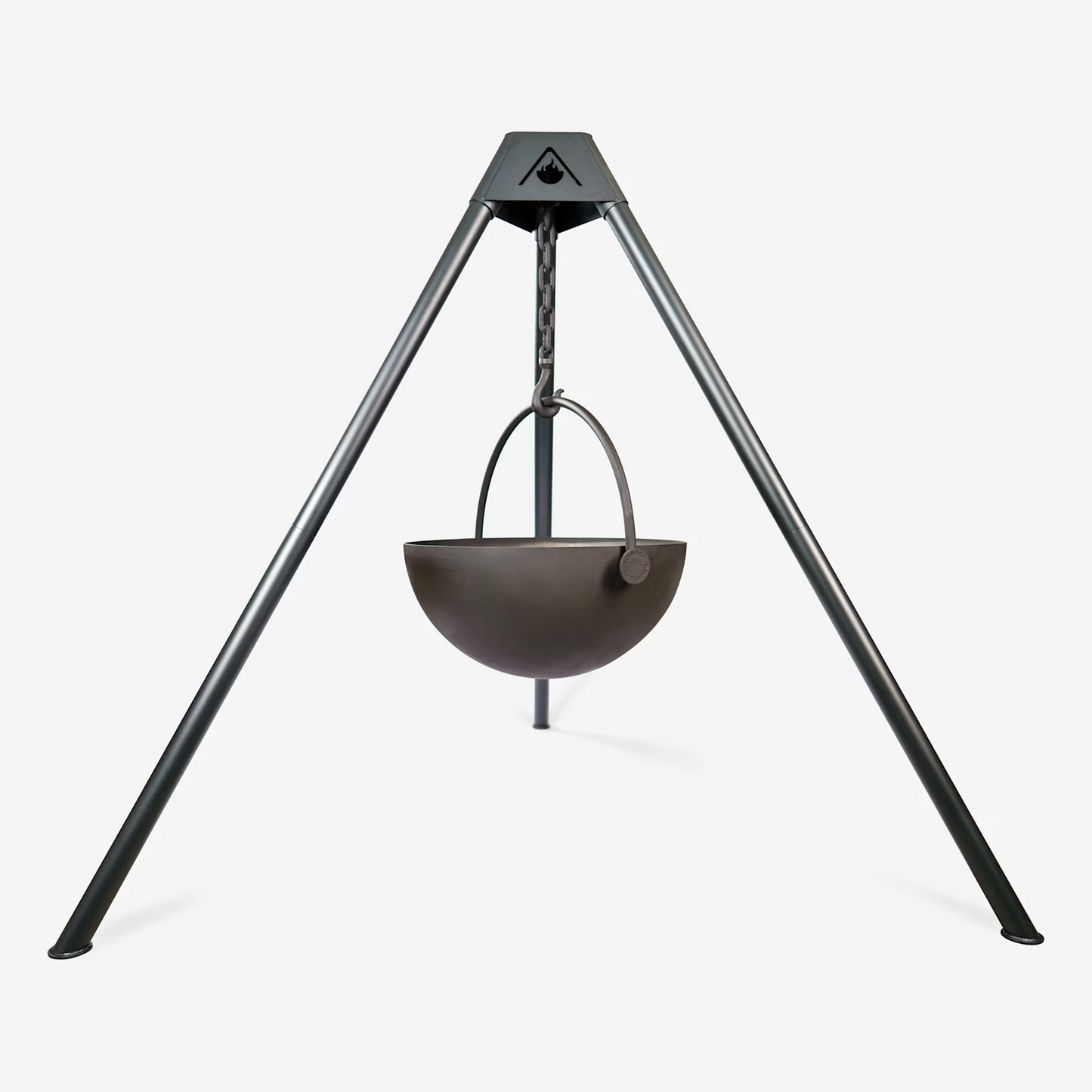 Cowboy Cauldron Tripod Stand Urban cowboy Wood Burning Fire Pit - Used in the garden, the Cow Cauldron is able to be moved anywhere - because it will not heat up the ground under it, move it to have a fire anywhere you please. Cowboy Cauldron the Wrangle 36": can be a grill can be a patio heater and is a beautiful piece of art work BACKYARD SOPHISTICATION, IN A MODULAR FLOATING FIRE PIT PIECE DESIGNED TO BE FUNCTIONAL AND ARTISTIC

The cowboy Cauldron Wrangler is a Modular Floating Firepit that with not onl