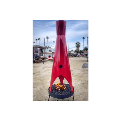 The Hand Crafted In America Cone Style Mid Century Modern Outdoor Fireplace is made in any color you can dream of and stylish MCM Sleekness to match the flare you may never find anywhere else. this gas outdoor or indoor fire pit stands towering over you and ready to entertain MCM Outdoor Malm Zircon BRIGHT RED FIREPLACE BRIGHT COLOR Fire pit