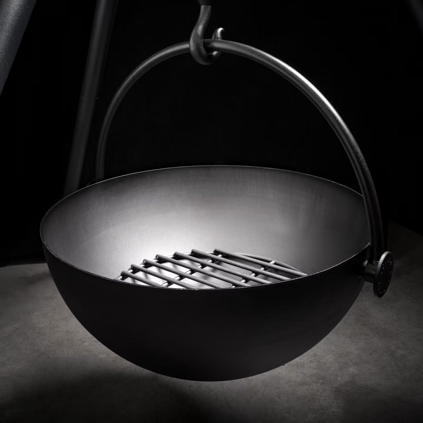 Silver Cooking/ Grill Wood Burning Fire Pit Pot - Used in the garden, the Cow Cauldron is able to be moved anywhere - because it will not heat up the ground under it, move it to have a fire anywhere you please. Cowboy Cauldron the Wrangle 36": can be a grill can be a patio heater and is a beautiful piece of art work