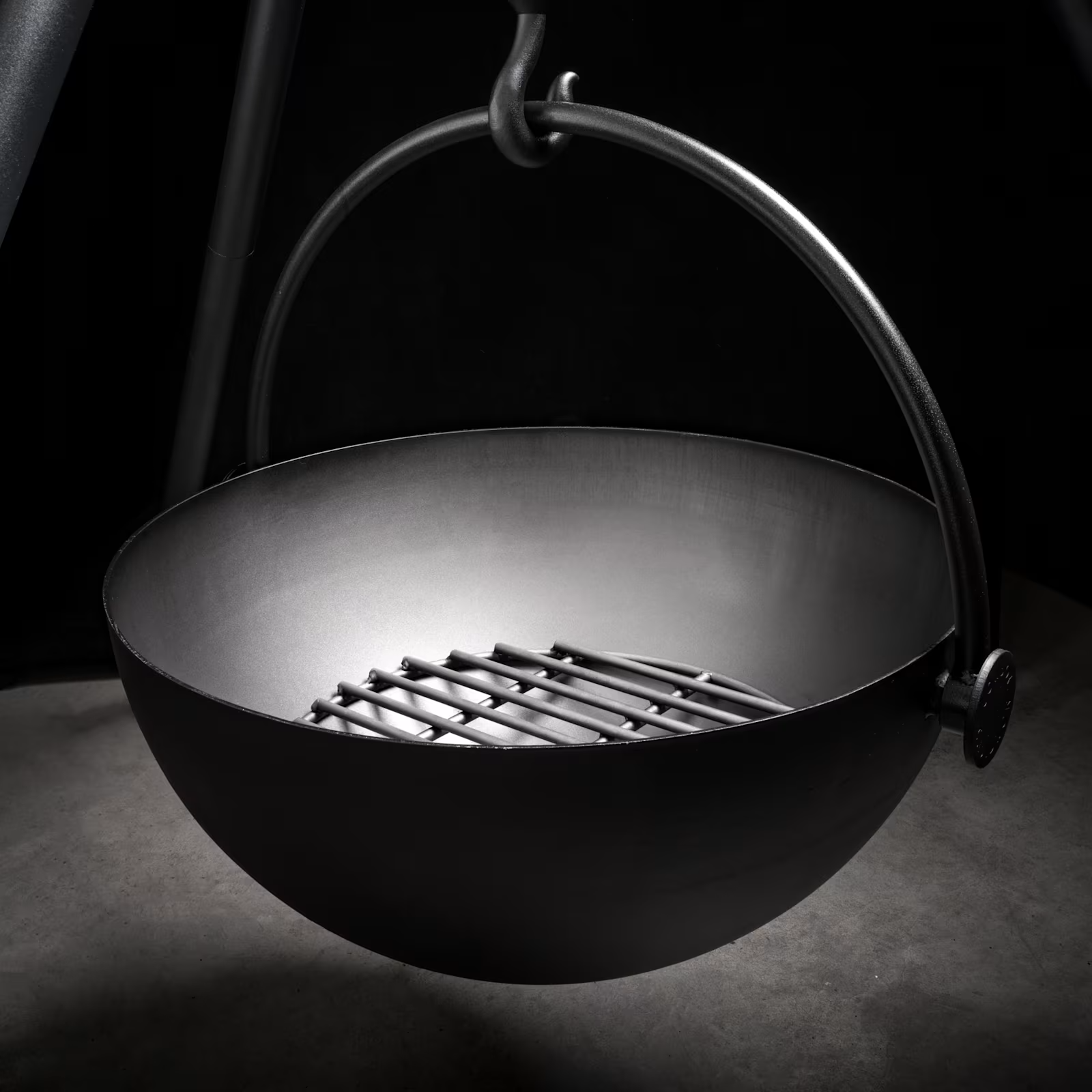 Silver Cooking/ Grill Wood Burning Fire Pit Pot - Used in the garden, the Cow Cauldron is able to be moved anywhere - because it will not heat up the ground under it, move it to have a fire anywhere you please. Cowboy Cauldron the Wrangle 36": can be a grill can be a patio heater and is a beautiful piece of art work