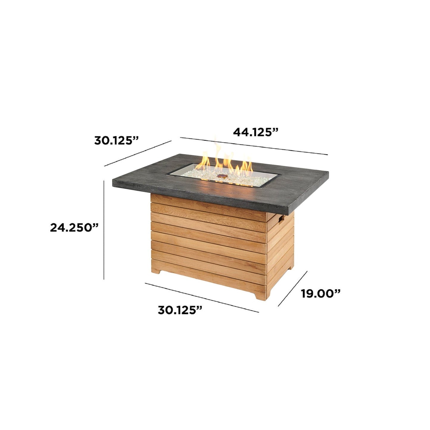 Darien Rectangular Gas Fire Pit Table, Gas Fire Pit Table, Aluminum top, Fire Pit Table