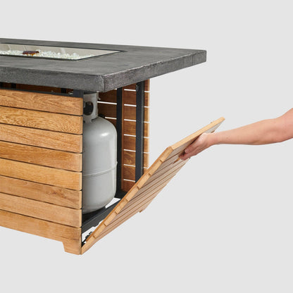 Darien Rectangular Gas Fire Pit Table, Gas Fire Pit Table, Aluminum top, Fire Pit Table