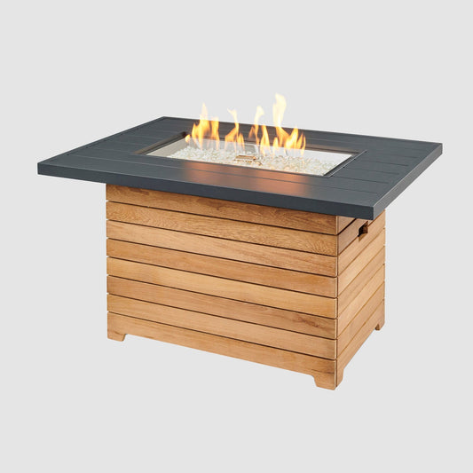 Darien Rectangular Gas Fire Pit Table, Gas Fire Pit Table, Aluminum top, Fire Pit Table