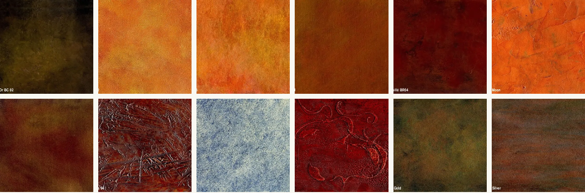 Grid of various textured color swatches