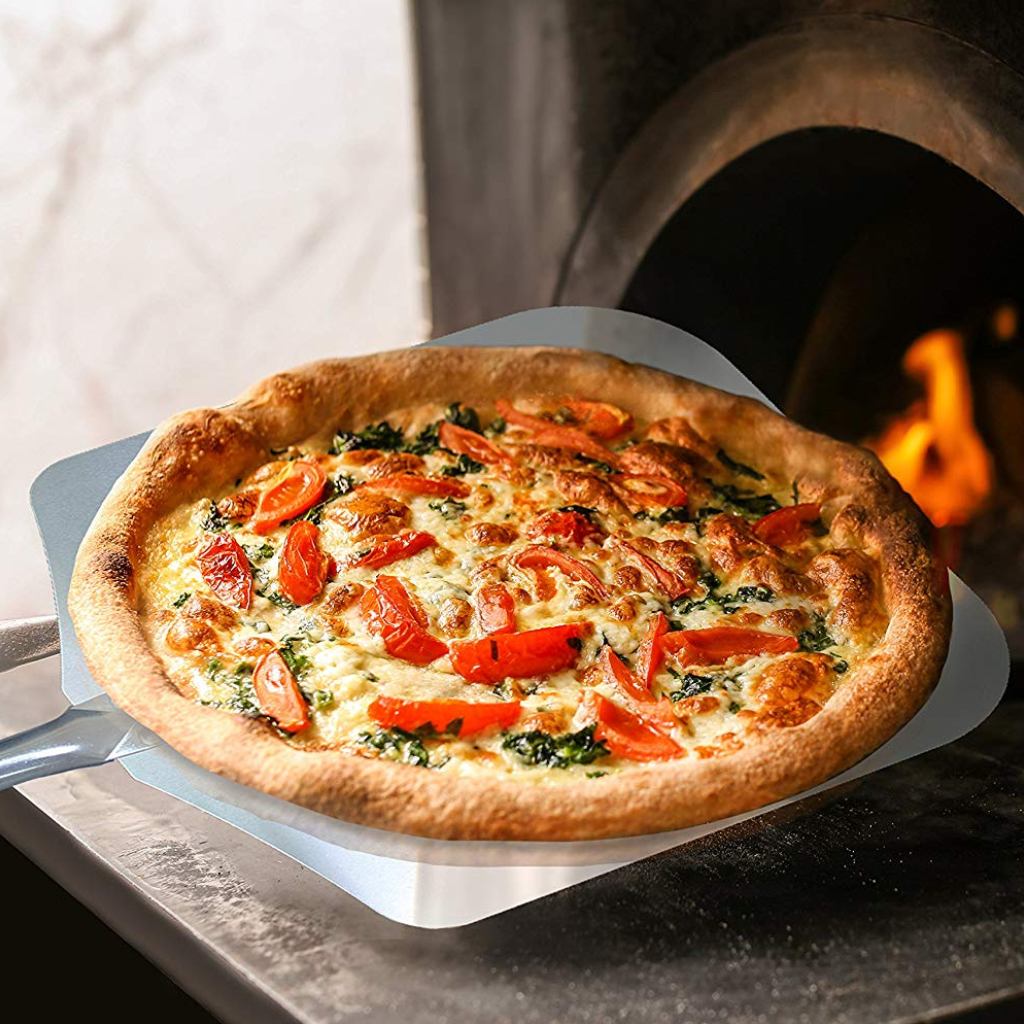 CHICAGO BRICK OVEN PIZZA PEEL 12" X 14" / PIZZA PADDLE - 35.5" LONG ALUMINUM METAL PIZZA PEEL WITH DETACHABLE 21" WOODEN HANDLE [PIZZA STEEL SPATULA / PIZZA SHOVEL]