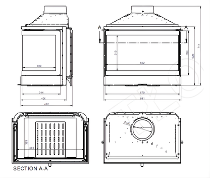 Dorako ECO MAX 7 3-Sided Glass Wood Stove - Handmade Fireplace Insert