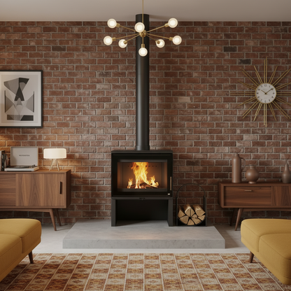 Dorako STO iM 14 Freestanding Black Wood Burning Stove | Indoor Cast Iron Fireplace