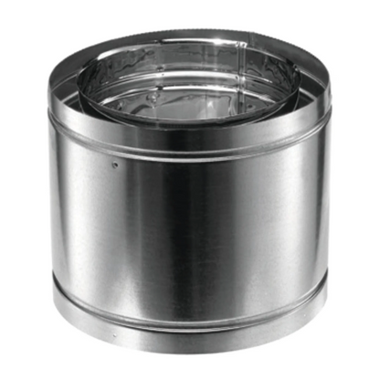 Front view of duratech II chimney pipe showing a circular opening at the top with metal wall. Exceptional factory-built all-fuel chimney pipe, lightweight design, double-wall, air-cooled chimney system for use with masonry fireplaces which burn wood, oil, coal, or gas.