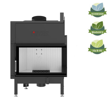 Black Corner Built-in 2 sided glass Indoor wood burning fireplace inserts. EcoDesign complies Modern Fireplace,  that guarantees rigidity and resistance to high temperature. This product is similar to; KFD ECO 70 L/R Corner Fireplace Insert - Wood Burning Stove - BLACK COLOR, Dorako ECO Max 7 Left /Right Corner Wood Burning Fireplace - Scandinavian Modern Wall-Insert Stove - Right hand Corner / Standard, Montigo Divine Corner HL38DFCL/CR Direct Vent Gas Fireplace, Majestic Corner Direct Vent Gas Fireplace.
