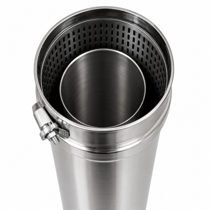 Close-up inner view of Stainleass steel Single Wall Gas vent FasNSeal Pipe with patented built in mechanical locking band and triple lipped directional gaskets at the end of the pipewhich allows for ease of installation.