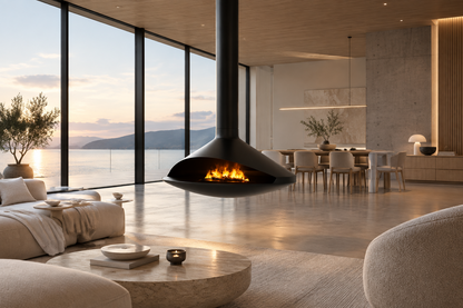 Vita Gioia | 48" Round Suspended Indoor Fireplace | Wood Burning & Vapor-Fire