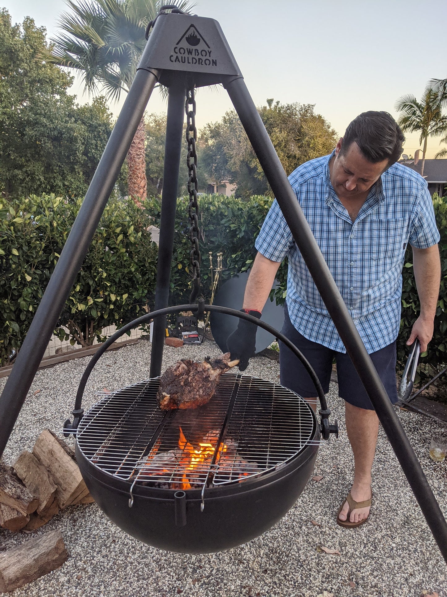 This outdoor fire pit the Cow cauldron can be moved anywhere, doesn't burn your grass, and is a beautiful piece of art. High Quality craftsmanship made in Utah, you know it is built to last