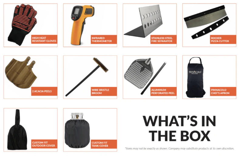 Pinnacolo Ibrido Hybrid Gas/Wood Pizza Oven with Cart, 35,000 btu LP Burner, Includes Premium Accessory Package