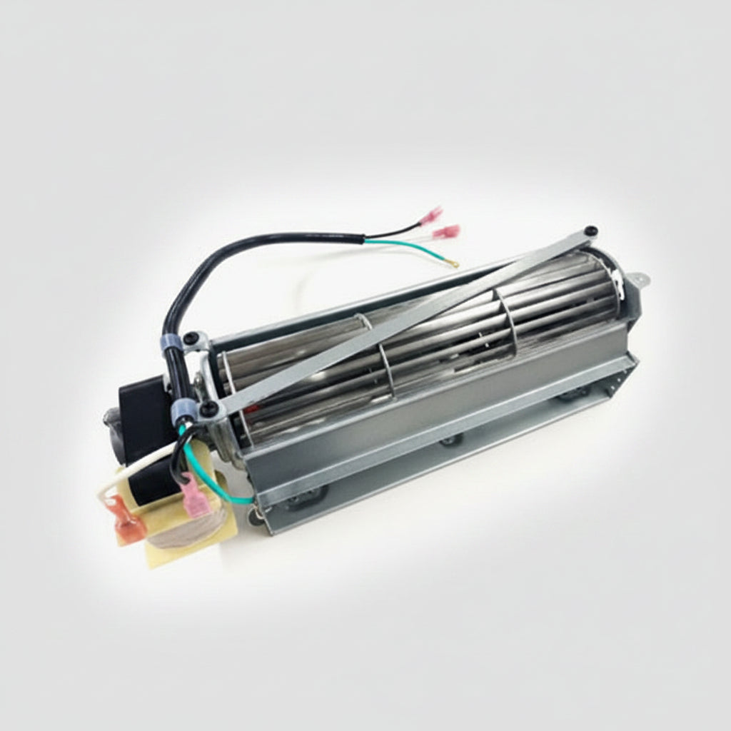 Add a Blower to you Iron strike Unit to increase the air flow and heating efficiency in your home A replacement metal heating element assembly with multiple wires and a black plastic component, shown on a plain white background.