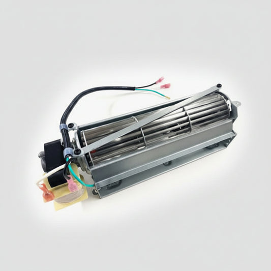 Add a Blower to you Iron strike Unit to increase the air flow and heating efficiency in your home A replacement metal heating element assembly with multiple wires and a black plastic component, shown on a plain white background.