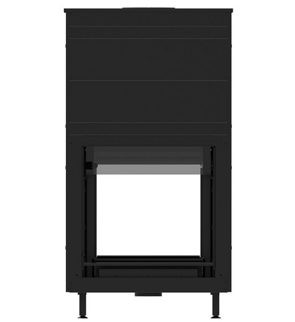 Dorako Linea DF V1190 Double sided glass wood burning indoor wall built-in fireplace with visible log burning flame in a modern living room. High-efficiency  see through wood stove with, Mid century modern Fireplace, A energy class fireplace, room divider fireplace. This fireplace is similar to; Majestic 42" Designer See-Thru Radiant Wood Burning Fireplace, Majestic Designer Series 42-Inch See-Through Wood Burning Fireplace, Invicta Aaron 36" See-Through Contemporary Cast Iron Wood Burning Stove.