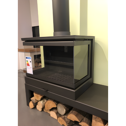 Dorako Ariana Max 3 Sided Glass Wood Stove With Wide bench included - Modern Fireplace