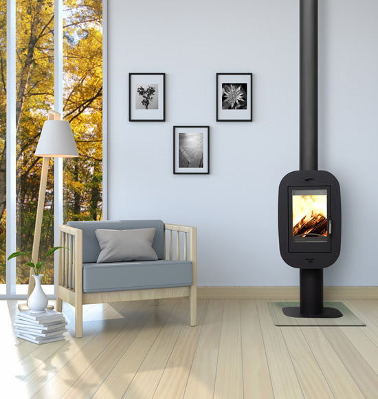 Vertical cylindrical Cone style Modern Style fireplace by KFD
 
The KFD Lidia stands out with impressive features. Its 45 inches tall, 19 inches wide, and 16 inch deep and can heat spans 2150 sqft and boasts 69,000 BTU power. This stove is very efficient, with a 80% rating. It's also environmentally friendly, meeting clean air standards. Seeking warmth? This wood-burning stove confidently delivers with a 15 kW output.&nbsp;

Specific Dimensions - Height 45.9" Width 19.3" Depth 16.2"
