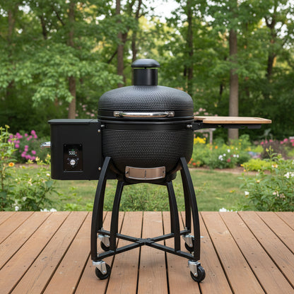 24" HR Kamado Joe Black Auto-feed pellet smokers grill. Outdoor/Backyard pellet smoker, Freestanding Eco-friendly outdoor cooking station.
Modern design Freestanding bbq smoker grill. This product is similar to BSTRD.CORE 19 1/4-in Large Complete Kamado Grill in Graphite - B301G-USA, Primo All-In-One Round Ceramic Kamado Grill With Cradle & Side Shelves - PGCRC, Akorn Kamado Kooker Charcoal Grill Smoker Pellet grill green egg style back patio camping grill
best pellet grill under $1000 
pellet grill clearan