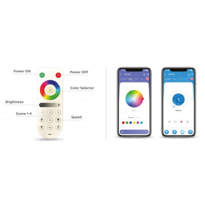 Control panel and smartphone app interface for 48" summit linear fireplace