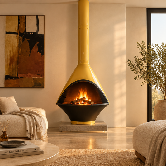 Malm Lancer 30 Inch White and Black Cone Style Mid Century Modern Freestanding Wood Stove Malm Lancer 30 Inch Mid Century Modern Cone Freestanding Wood Burning Fireplace Alternative to Preway Majestic