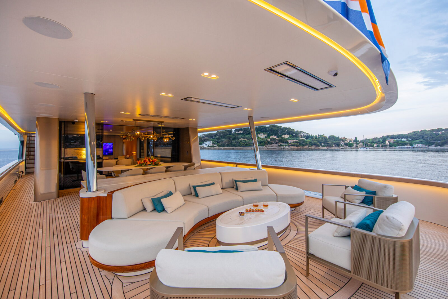 Superyacht view with ceiling mount 2300 watts white bromic platinum smart-heat electric marine heater
