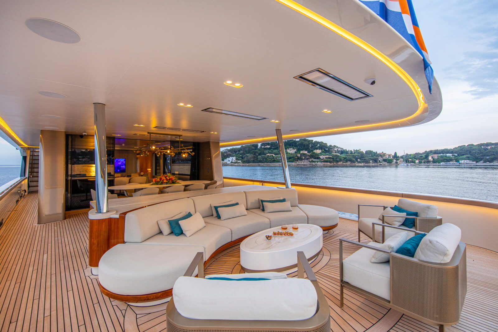 Superyacht view with ceiling mount 2300 watts white bromic platinum smart-heat electric marine heater