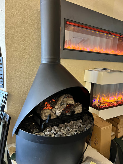 Malm 38” Matte Black Zircon Freestanding Wood Burning Fireplace