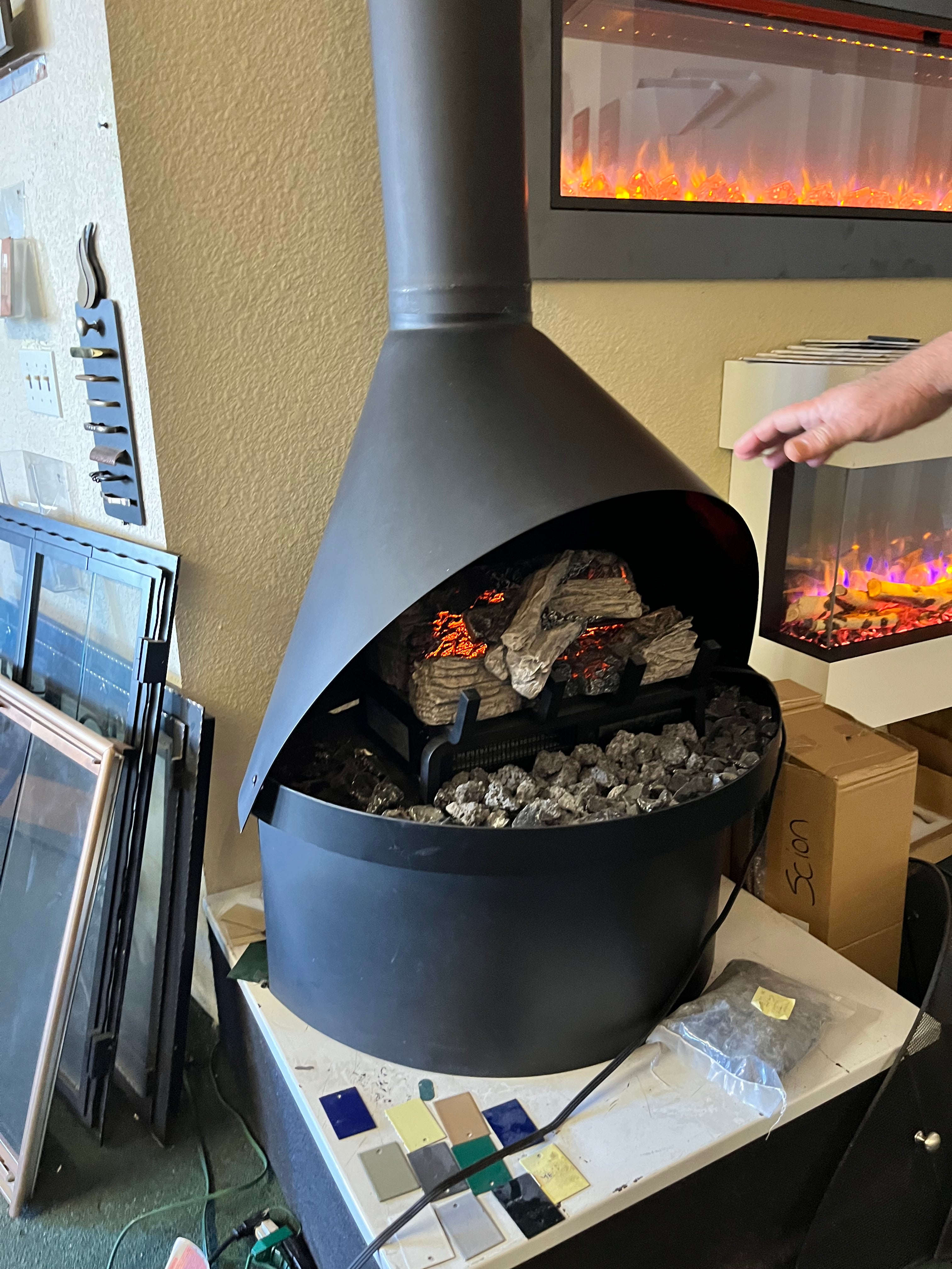 Malm 38” Matte Black Zircon Freestanding Wood Burning Fireplace