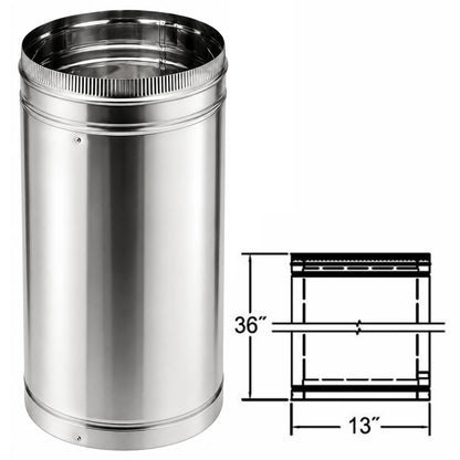 Front view of stainless steel duratech II chimney pipe showing a circular opening at the top with metal wall. Exceptional factory-built all-fuel chimney pipe, lightweight design, double-wall, air-cooled chimney system for use with masonry fireplaces which burn wood, oil, coal, or gas.