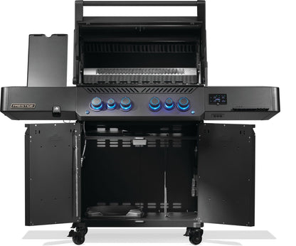 The stunning, matte black, Phantom Prestige 500 Connected, Natural Gas Grill with Infrared Side and Rear Burner is a dynamic evolution in grilling, featuring Wi-Fi and Bluetooth that brings you closer to your grilling experience than ever before. Cast stainless steel cooking grids are virtually maintenance-free and produce exceptional sear marks. Monitor temperatures, set timers, get cook assistance, and receive high-temperature warnings—all from your smartphone. With included temperature probes 