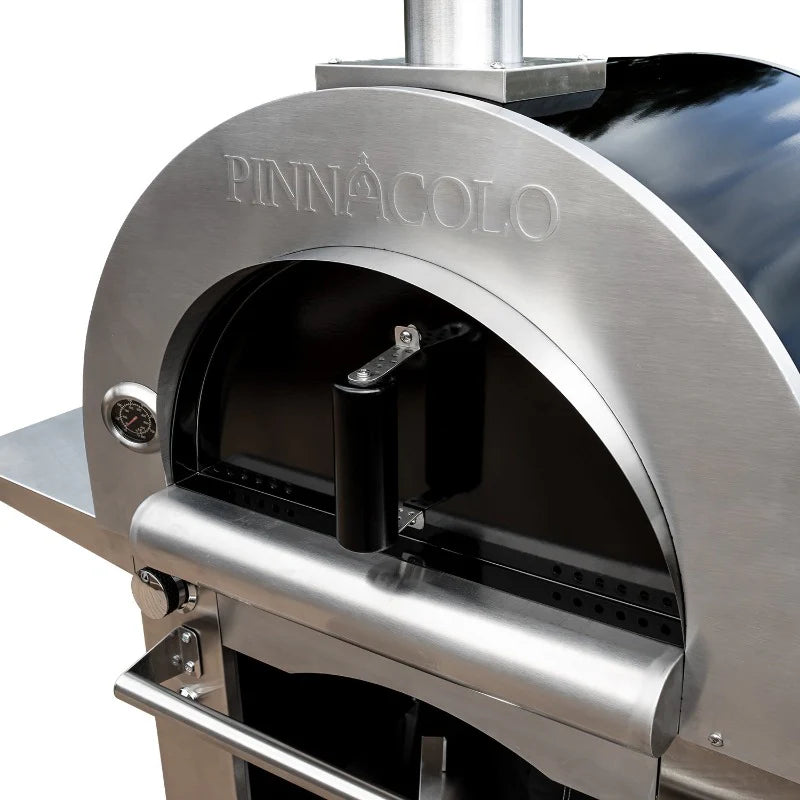 Pinnacolo Ibrido Hybrid Gas/Wood Pizza Oven with Cart, 35,000 btu LP Burner, Includes Premium Accessory Package