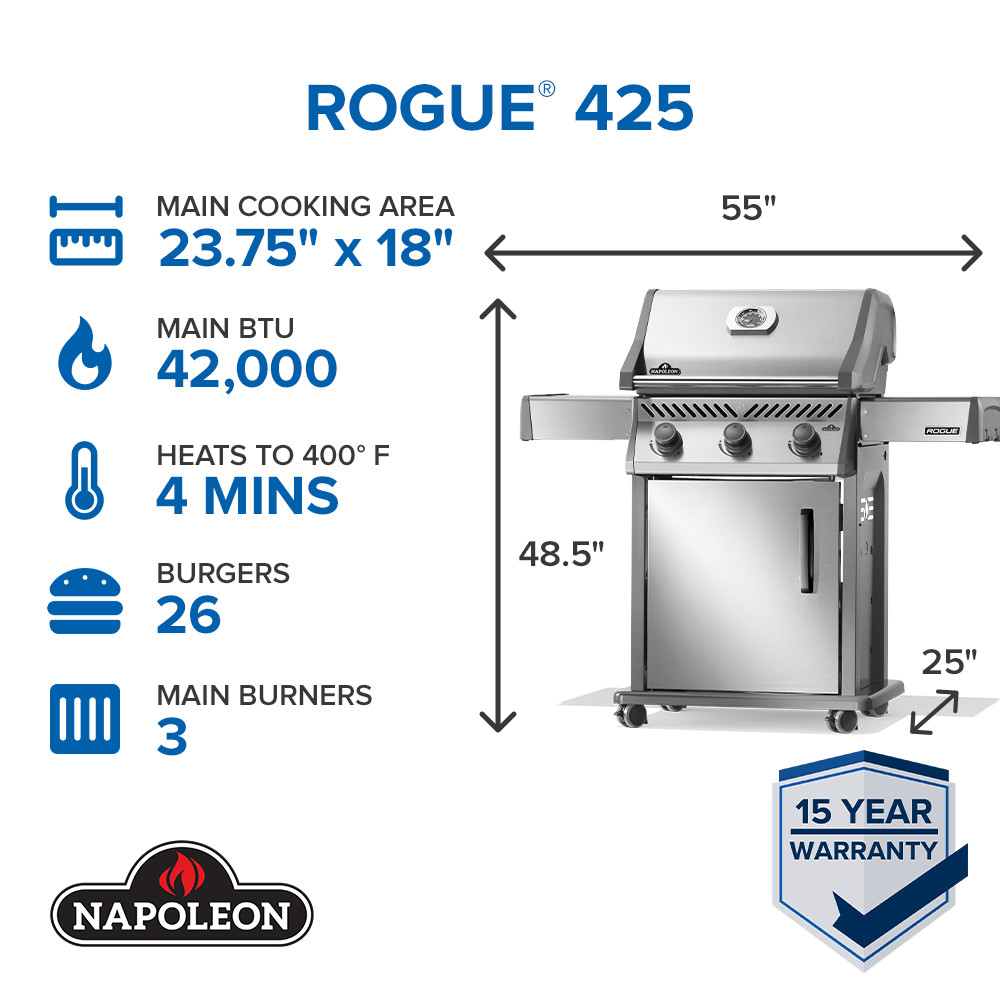 Napoleon rogue series 425 gas grill dimensions