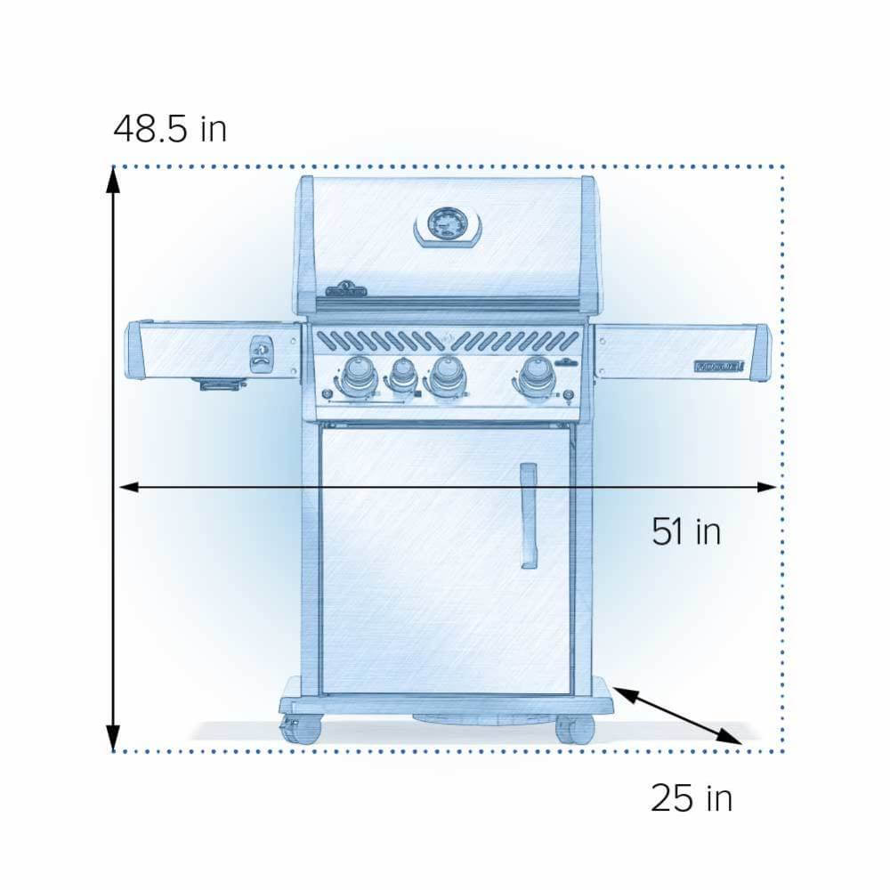 rogue pro 425 SIB with hinged infrared side burner dimensions