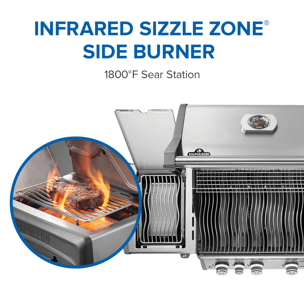 Stainless steel rogue pro 425 SIB Infrared sizzle zone side burner