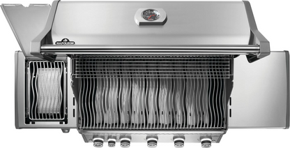 opened napoleon rogue series pro 625 sib with infrared side burner