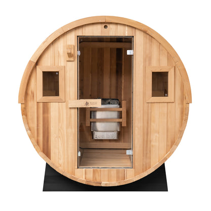 Barrel Outdoor Sauna - 6 Person w/ Harvia Spirit Wi-Fi 8kW Heater by Redwood Outdoors