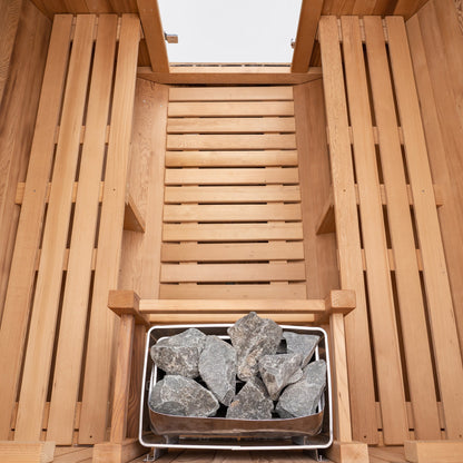 Barrel Outdoor Sauna - 6 Person w/ Harvia Spirit Wi-Fi 8kW Heater by Redwood Outdoors