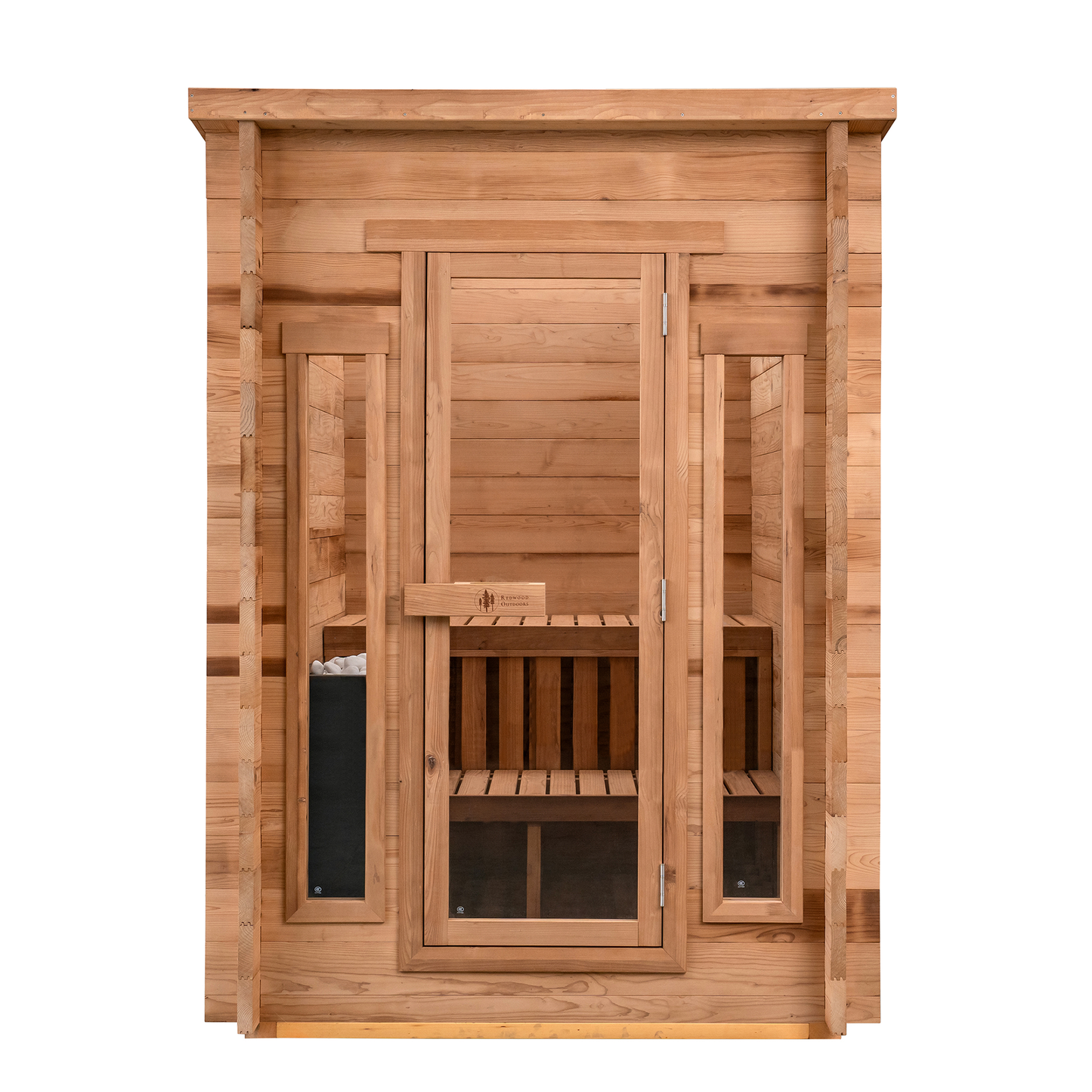 Cabin Outdoor Sauna - 4 Person w/ Harvia Spirit Wi-Fi 8kW Heater by Redwood Outdoors