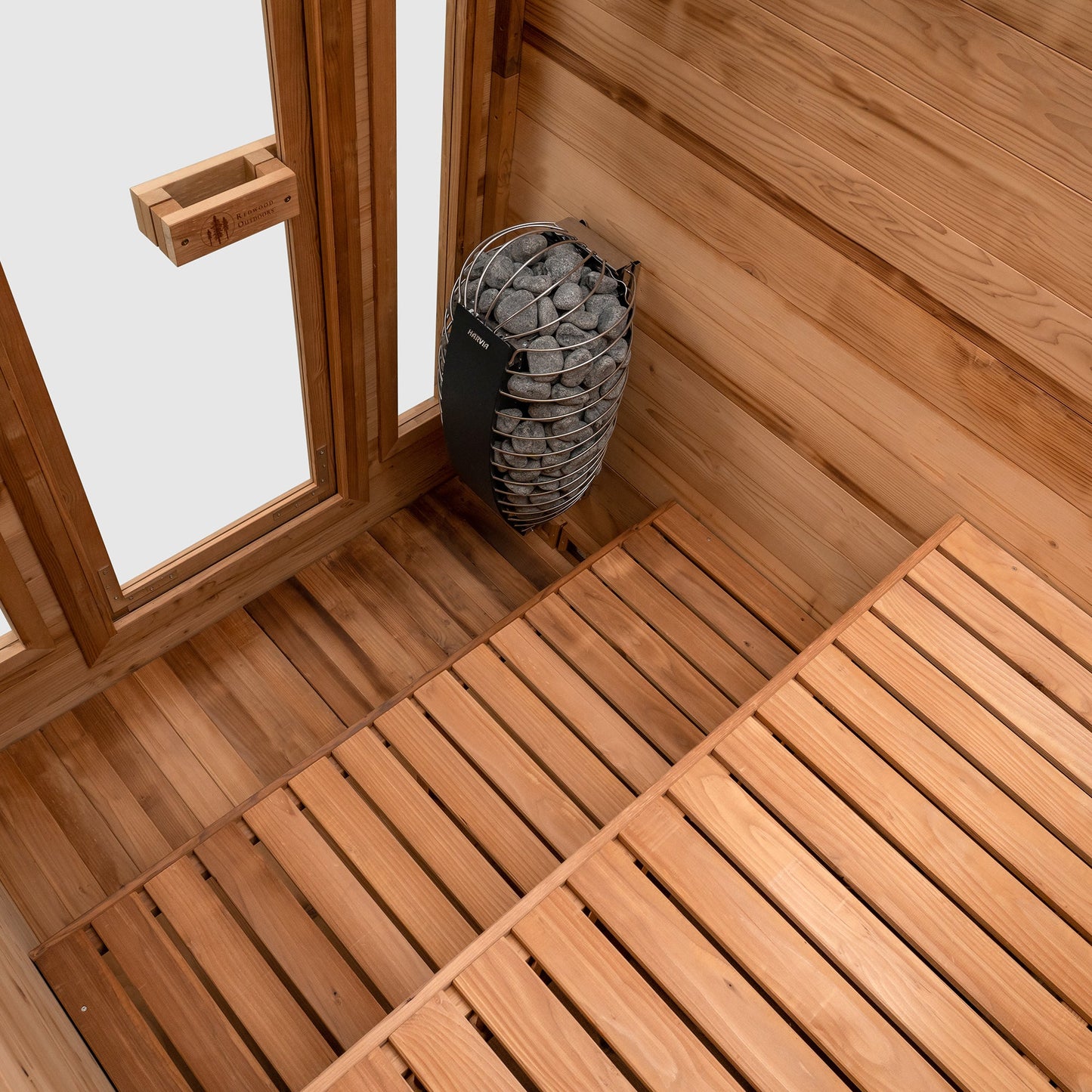 Cabin Outdoor Sauna - 4 Person w/ Harvia KIP 8kW Heater by Redwood Outdoors