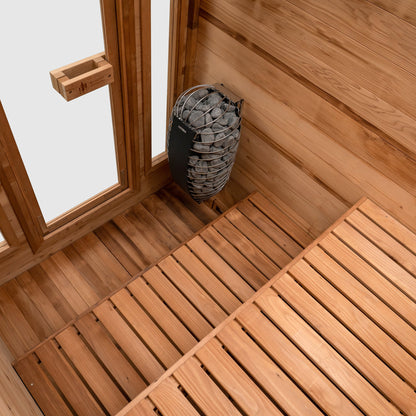 Cabin Outdoor Sauna - 4 Person w/ Harvia Spirit Wi-Fi 8kW Heater by Redwood Outdoors