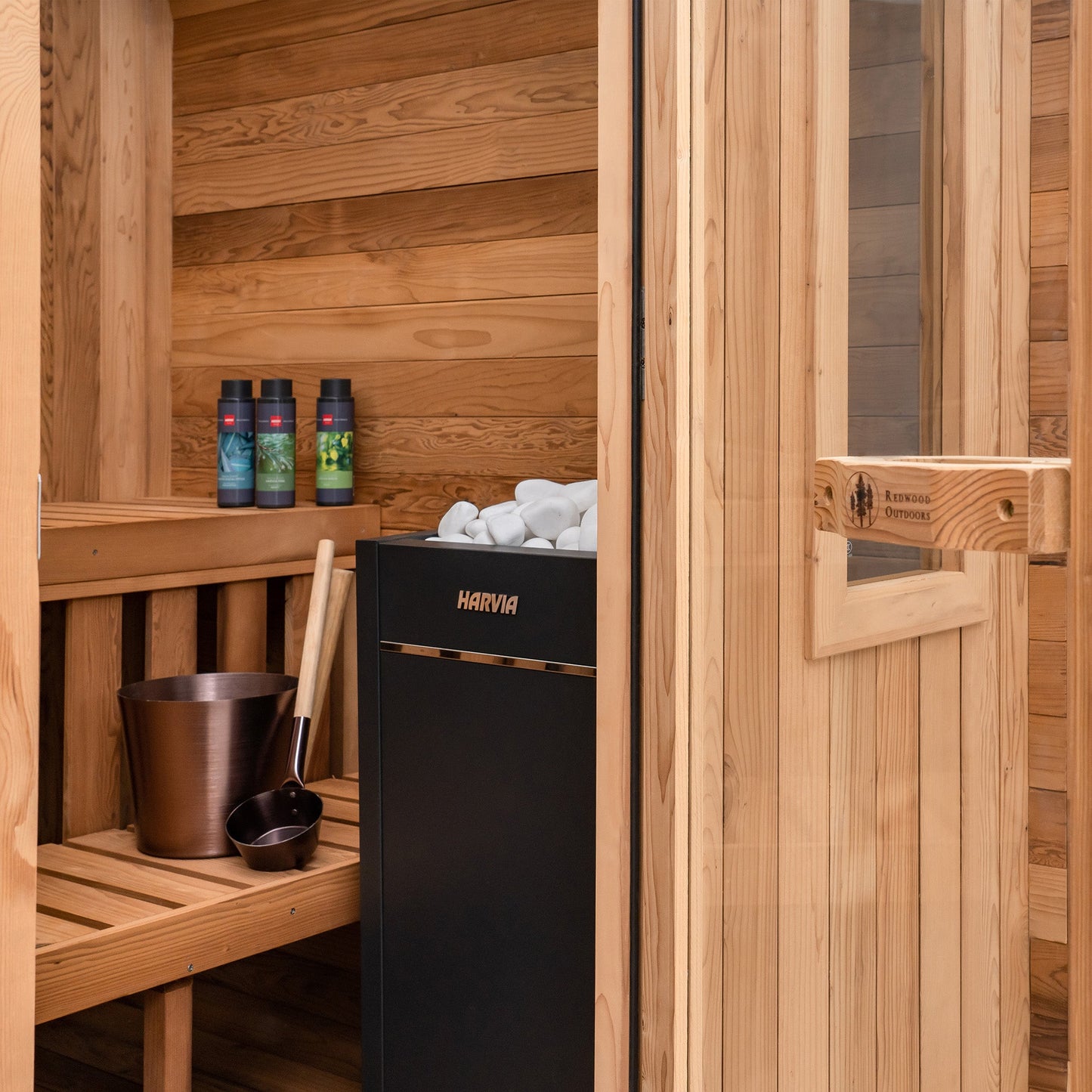 Summit Outdoor Sauna - 6 Person w/ Harvia KIP 8kW Heater by Redwood Outdoors