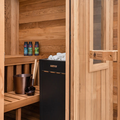 Summit Outdoor Sauna - 6 Person w/ Harvia Spirit Wi-Fi 8kW Heater by Redwood Outdoors