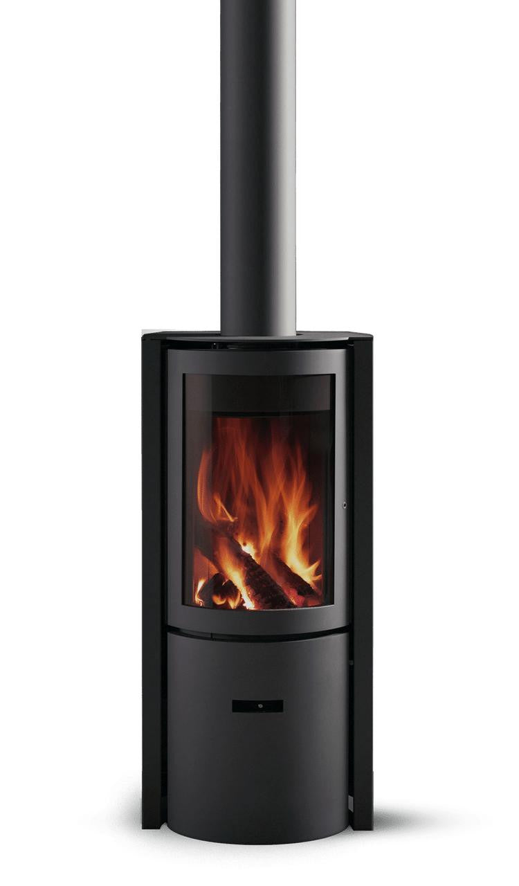 Corner Fireplace long burning freestanding Jotul Style Stuv 30 Compact Fireplace MCM Modern Sleek Scandinavian designed Canadian STUV Fireplace