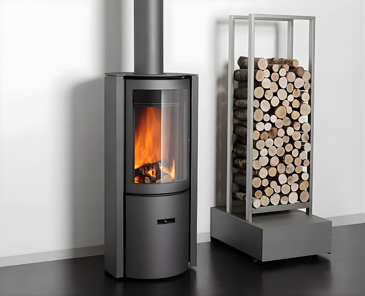 Modern stove with fire burning inside, next to a metal log holder filled with wood. 
modern fireplace
designer fireplace
luxury fireplace
beautiful fireplace
modern wood fireplace
contemporary fireplace

STUV 30c
rotating wood fireplace
clean burning fireplace
European fireplace design
Focus fireplace alternative
Ortal fireplace alternative
Rais fireplace Malm fireplace
 modern linear fireplace
SEO-Optimized Short Product Paragraph

The Stuv 30c is a high-performance, frees