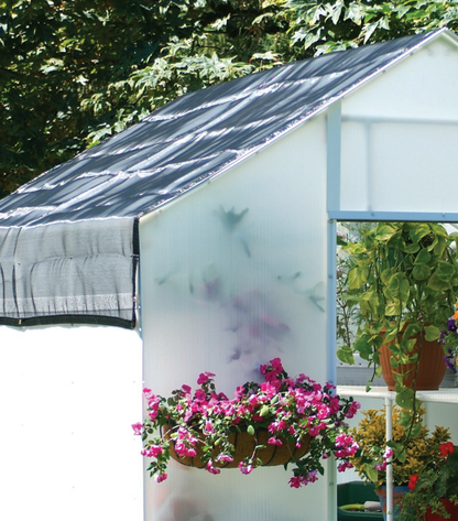 Black Polypropylene Shade cloth cover for a small greenhouse