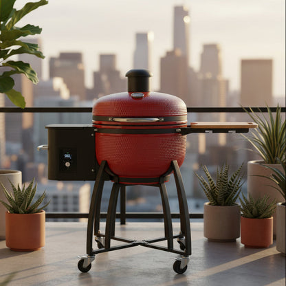 24" HR Kamado Joe Cherry red Auto-feed pellet smokers grill. Outdoor/Backyard pellet smoker, Freestanding Eco-friendly outdoor cooking station. The HR Kamado Joe is similar to Big Joe® Konnected Joe™ Digital Charcoal Grill and Smoker, Kamado Joe KJ23RHC Classic Joe® Series II Grill w/ Kontrol Tower™ Top Vent, Kamado Joe Big Joe III 24-Inch Ceramic Kamado Grill - KJ15041021 Smoker Pellet grill green egg style back patio camping grill
best pellet grill under $1000 
pellet grill clearance sale
best portable pe