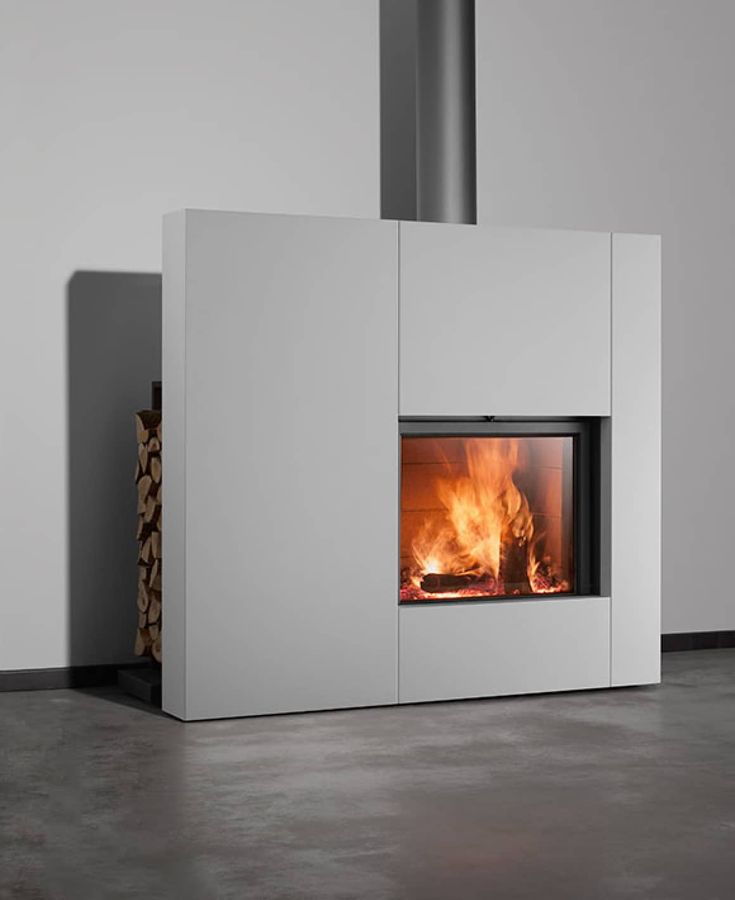 Stuv 21 - 85DF Double Sided Built-In Wood Burning Fireplace with Glass Door, Steel Frame