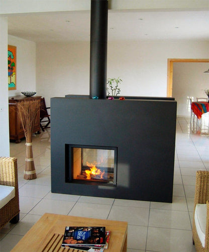 Stuv 21 - 85DF Double Sided Built-In Wood Burning Fireplace with Glass Door, Steel Frame