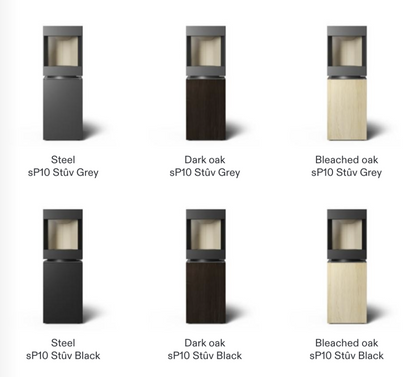 Customisable three finish option for free standing Stuv S-P10 pellet stove with visible burning flame in a modern living room. Modern Indoor remote control and Smart phone control Home heating fireplace. Eco-Friendly, Gentle flame Indoor fireplace. This Fireplace is similar to ComfortBilt Alpine HP40 Pellet Stove, Osburn Volta Pellet Stove, Quadra-Fire Outfitter II Pellet Stove Display Demo,US Stove 1300 Sq ft Wood Pellet Stove, Castle | Serenity Pellet Stove.